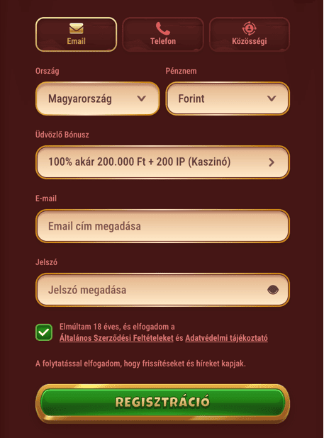 Regisztráció Magius casino